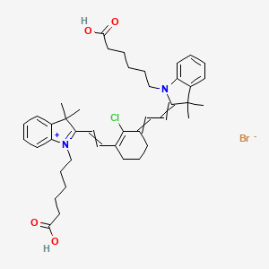 1-(5-Carboxypentyl)-2-(2-(3-(2-(1-(5-carboxypentyl)-3,3-dimethylindolin-2-ylidene)ethylidene)-2-chlorocyclohex-1-en-1-yl)vinyl)-3,3-dimethyl-3H-indol-1-ium bromide chemical structure (CAS 172971-76-5)