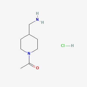 1-(4-(Aminomethyl)piperidin-1-yl)ethanone hydrochloride chemical structure (CAS 173337-02-5)