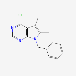7-Benzyl-4-chloro-5,6-dimethyl-7H-pyrrolo[2,3-d]pyrimidine chemical structure (CAS 173458-80-5)