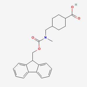 trans-4-(((((9H-Fluoren-9-yl)methoxy)carbonyl)(methyl)amino)methyl)cyclohexane-1-carboxylic acid chemical structure (CAS 173690-50-1)