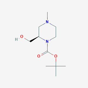 tert-Butyl (R)-2-(hydroxymethyl)-4-methylpiperazine-1-carboxylate chemical structure (CAS 173966-32-0)