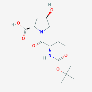 (2S,4R)-1-((S)-2-((tert-Butoxycarbonyl)amino)-3-methylbutanoyl)-4-hydroxypyrrolidine-2-carboxylic acid chemical structure (CAS 175012-15-4)