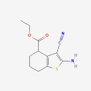 Ethyl 2-amino-3-cyano-4,5,6,7-tetrahydrobenzo[b]thiophene-4-carboxylate chemical structure (CAS 175599-83-4)