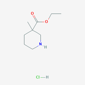 Ethyl 3-methylpiperidine-3-carboxylate hydrochloride chemical structure (CAS 176523-95-8)