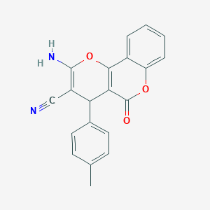 2-Amino-5-oxo-4-(p-tolyl)-4H,5H-pyrano[3,2-c]chromene-3-carbonitrile chemical structure (CAS 177028-90-9)