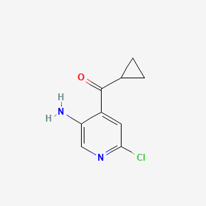 (5-Amino-2-chloropyridin-4-yl)(cyclopropyl)methanone chemical structure (CAS 1773563-10-2)