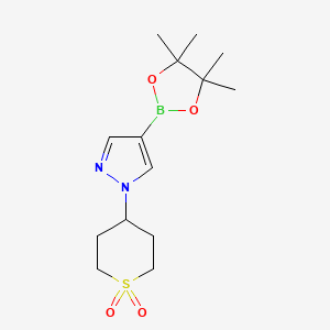 4-(4-(4,4,5,5-tetramethyl-1,3,2-dioxaborolan-2-yl)-1H-pyrazol-1-yl)tetrahydro-2H-thiopyran 1,1-dioxide chemical structure (CAS 1778666-13-9)
