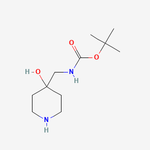 tert-Butyl N-[(4-hydroxypiperidin-4-yl)methyl]carbamate chemical structure (CAS 177948-02-6)