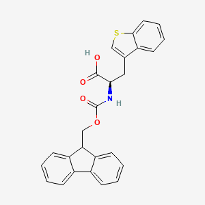 (R)-2-((((9H-Fluoren-9-yl)methoxy)carbonyl)amino)-3-(benzo[b]thiophen-3-yl)propanoic acid chemical structure (CAS 177966-61-9)