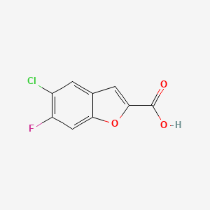5-Chloro-6-fluoro-1-benzofuran-2-carboxylic acid chemical structure (CAS 1781859-25-3)