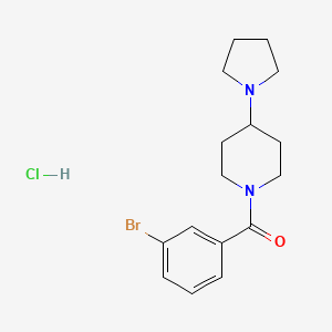 (3-Bromophenyl)(4-(pyrrolidin-1-yl)piperidin-1-yl)methanone hydrochloride chemical structure (CAS 1782573-49-2)