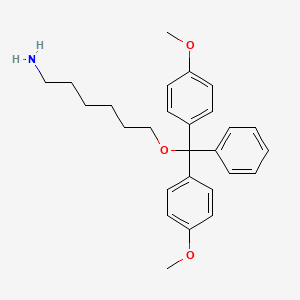 6-(Bis(4-methoxyphenyl)(phenyl)methoxy)hexan-1-amine chemical structure (CAS 178261-43-3)