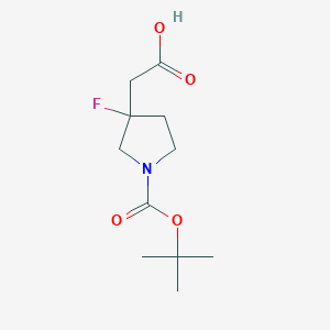 2-(1-(tert-Butoxycarbonyl)-3-fluoropyrrolidin-3-yl)acetic acid chemical structure (CAS 1782640-89-4)