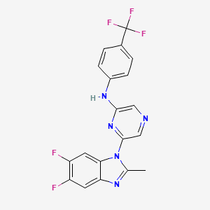 6-(5,6-Difluoro-2-methyl-1H-benzo[d]imidazol-1-yl)-N-(4-(trifluoromethyl)phenyl)pyrazin-2-amine chemical structure (CAS 1782970-28-8)