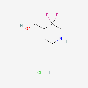 (3,3-Difluoropiperidin-4-yl)methanol hydrochloride chemical structure (CAS 1783945-29-8)
