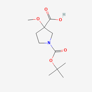 1-(tert-Butoxycarbonyl)-3-methoxypyrrolidine-3-carboxylic acid chemical structure (CAS 1784095-47-1)