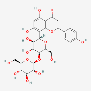 8-((2S,3R,4R,5S,6R)-3,4-Dihydroxy-6-(hydroxymethyl)-5-(((2S,3R,4S,5S,6R)-3,4,5-trihydroxy-6-(hydroxymethyl)tetrahydro-2H-pyran-2-yl)oxy)tetrahydro-2H-pyran-2-yl)-5,7-dihydroxy-2-(4-hydroxyphenyl)-4H-chromen-4-one chemical structure (CAS 178468-00-3)