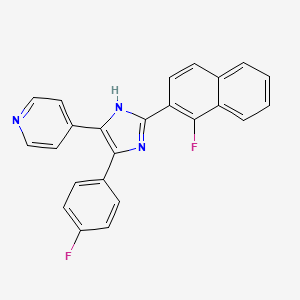 4-(2-(1-Fluoronaphthalen-2-yl)-5-(4-fluorophenyl)-1H-imidazol-4-yl)pyridine chemical structure (CAS 1784751-20-7)
