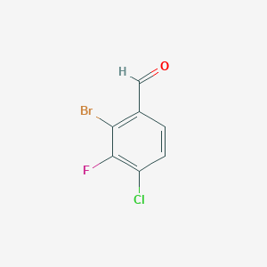 2-Bromo-4-chloro-3-fluorobenzaldehyde chemical structure (CAS 1785320-57-1)