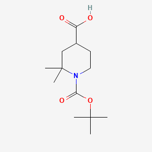 1-(tert-Butoxycarbonyl)-2,2-dimethylpiperidine-4-carboxylic acid chemical structure (CAS 1785482-91-8)
