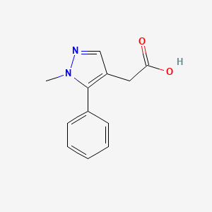 2-(1-Methyl-5-phenyl-1H-pyrazol-4-yl)acetic acid chemical structure (CAS 1785564-92-2)