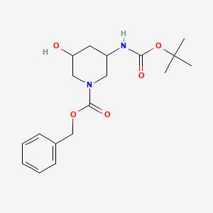 Benzyl 3-((tert-butoxycarbonyl)amino)-5-hydroxypiperidine-1-carboxylate chemical structure (CAS 1785642-46-7)