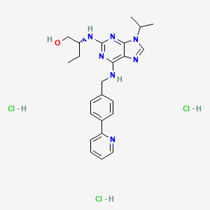 (R)-2-((9-Isopropyl-6-((4-(pyridin-2-yl)benzyl)amino)-9H-purin-2-yl)amino)butan-1-ol trihydrochloride chemical structure (CAS 1786438-30-9)
