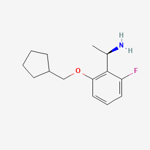 (R)-1-(2-(Cyclopentylmethoxy)-6-fluorophenyl)ethan-1-amine chemical structure (CAS 1786830-73-6)