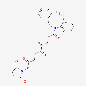 Butanoic acid, 4-[[3-(11,12-didehydrodibenz[b,f]azocin-5(6H)-yl)-3-oxopropyl]amino]-4-oxo-, 2,5-dioxo-1-pyrrolidinyl ester chemical structure (CAS 1787252-03-2)