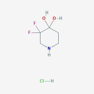 3,3-Difluoropiperidine-4,4-diol hydrochloride chemical structure (CAS 1788044-01-8)