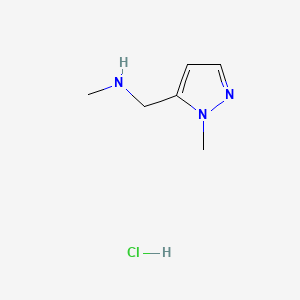 N-Methyl-1-(1-methyl-1H-pyrazol-5-yl)methanamine hydrochloride chemical structure (CAS 1788989-09-2)