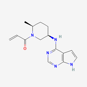1-((2S,5R)-5-((7H-Pyrrolo[2,3-d]pyrimidin-4-yl)amino)-2-methylpiperidin-1-yl)prop-2-en-1-one chemical structure (CAS 1792180-81-4)