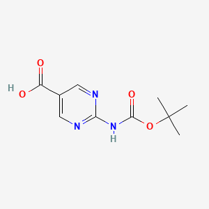 2-((tert-Butoxycarbonyl)amino)pyrimidine-5-carboxylic acid chemical structure (CAS 179322-60-2)