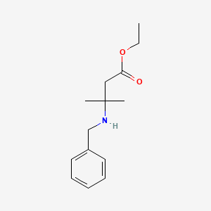 Ethyl 3-(benzylamino)-3-methylbutanoate chemical structure (CAS 17945-54-9)