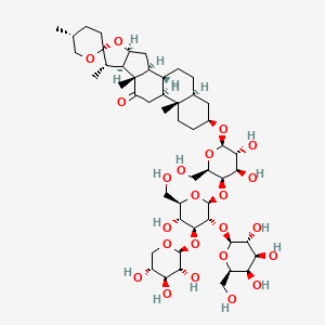 (2aS,4S,5'R,6aS,6bS,8aS,8bR,9S,10R,11aS,12aS,12bR)-4-(((2R,3R,4R,5R,6R)-3,4-Dihydroxy-5-(((2S,3R,4S,5R,6R)-5-hydroxy-6-(hydroxymethyl)-3-(((2S,3R,4S,5R,6R)-3,4,5-trihydroxy-6-(hydroxymethyl)tetrahydro-2H-pyran-2-yl)oxy)-4-(((2S,3R,4S,5R)-3,4,5-trihydroxytetrahydro-2H-pyran-2-yl)oxy)tetrahydro-2H-pyran-2-yl)oxy)-6-(hydroxymethyl)tetrahydro-2H-pyran-2-yl)oxy)-5',6a,8a,9-tetramethylicosahydrospiro[naphtho[2',1':4,5]indeno[2,1-b]furan-10,2'-pyran]-8(2H)-one chemical structure (CAS 179464-23-4)