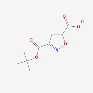 3-(tert-Butoxycarbonyl)-4,5-dihydroisoxazole-5-carboxylic acid chemical structure (CAS 1798718-24-7)