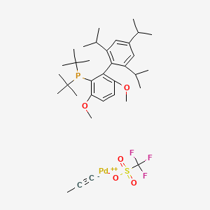 [[3,6-Dimethoxy-2',4',6'-tris(1-methylethyl)[1,1'-biphenyl]-2-yl-κC1']bis(1,1-dimethylethyl)phosphine-κP](η3-2-propen-1-yl)-Palladium(1+), 1,1,1-trifluoromethanesulfonate (1:1) chemical structure (CAS 1798782-15-6)