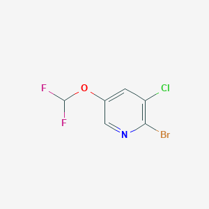 2-Bromo-3-chloro-5-(difluoromethoxy)pyridine chemical structure (CAS 1799420-93-1)