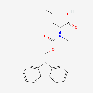 (R)-2-((((9H-Fluoren-9-yl)methoxy)carbonyl)(methyl)amino)pentanoic acid chemical structure (CAS 1799443-42-7)