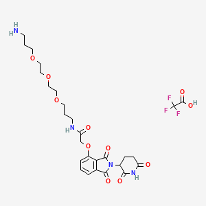 N-(3-(2-(2-(3-Aminopropoxy)ethoxy)ethoxy)propyl)-2-((2-(2,6-dioxopiperidin-3-yl)-1,3-dioxoisoindolin-4-yl)oxy)acetamide 2,2,2-trifluoroacetate chemical structure (CAS 1799711-29-7)