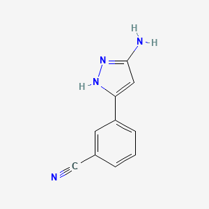 3-(5-Amino-1H-pyrazol-3-yl)benzonitrile chemical structure (CAS 1800082-10-3)