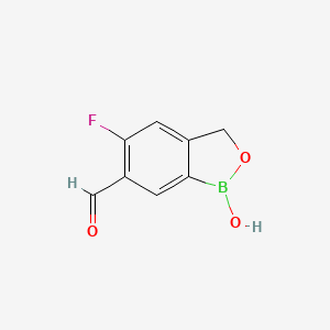 5-Fluoro-1-hydroxy-1,3-dihydrobenzo[c][1,2]oxaborole-6-carbaldehyde chemical structure (CAS 1800089-57-9)
