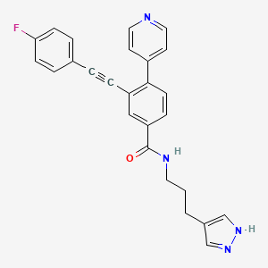 N-(3-(1H-Pyrazol-4-yl)propyl)-3-((4-fluorophenyl)ethynyl)-4-(pyridin-4-yl)benzamide chemical structure (CAS 1800487-55-1)