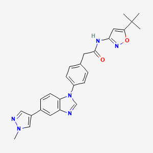 N-(5-(tert-Butyl)isoxazol-3-yl)-2-(4-(5-(1-methyl-1H-pyrazol-4-yl)-1H-benzo[d]imidazol-1-yl)phenyl)acetamide chemical structure (CAS 1800505-64-9)