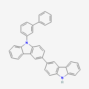 9-([1,1'-Biphenyl]-3-yl)-9H,9'H-3,3'-bicarbazole chemical structure (CAS 1800580-10-2)