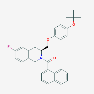 (S)-(3-((4-(tert-Butoxy)phenoxy)methyl)-6-fluoro-3,4-dihydroisoquinolin-2(1H)-yl)(naphthalen-1-yl)methanone chemical structure (CAS 1801185-08-9)