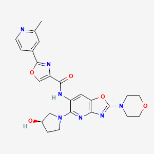 (R)-N-(5-(3-Hydroxypyrrolidin-1-yl)-2-morpholinooxazolo[4,5-b]pyridin-6-yl)-2-(2-methylpyridin-4-yl)oxazole-4-carboxamide chemical structure (CAS 1801344-14-8)