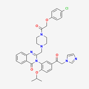 3-(5-(2-(1H-Imidazol-1-yl)acetyl)-2-isopropoxyphenyl)-2-((4-(2-(4-chlorophenoxy)acetyl)piperazin-1-yl)methyl)quinazolin-4(3H)-one chemical structure (CAS 1801530-11-9)
