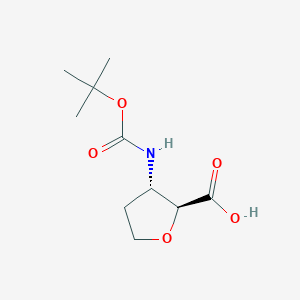 (2S,3S)-3-((tert-Butoxycarbonyl)amino)tetrahydrofuran-2-carboxylic acid chemical structure (CAS 1801627-58-6)