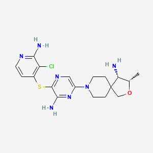 (3S,4S)-8-(6-Amino-5-((2-amino-3-chloropyridin-4-yl)thio)pyrazin-2-yl)-3-methyl-2-oxa-8-azaspiro[4.5]decan-4-amine chemical structure (CAS 1801765-04-7)
